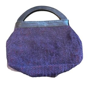 Vintage Sarah Shaw Purple Knit Mini Top Handle Hand Bag 8.5"x9"